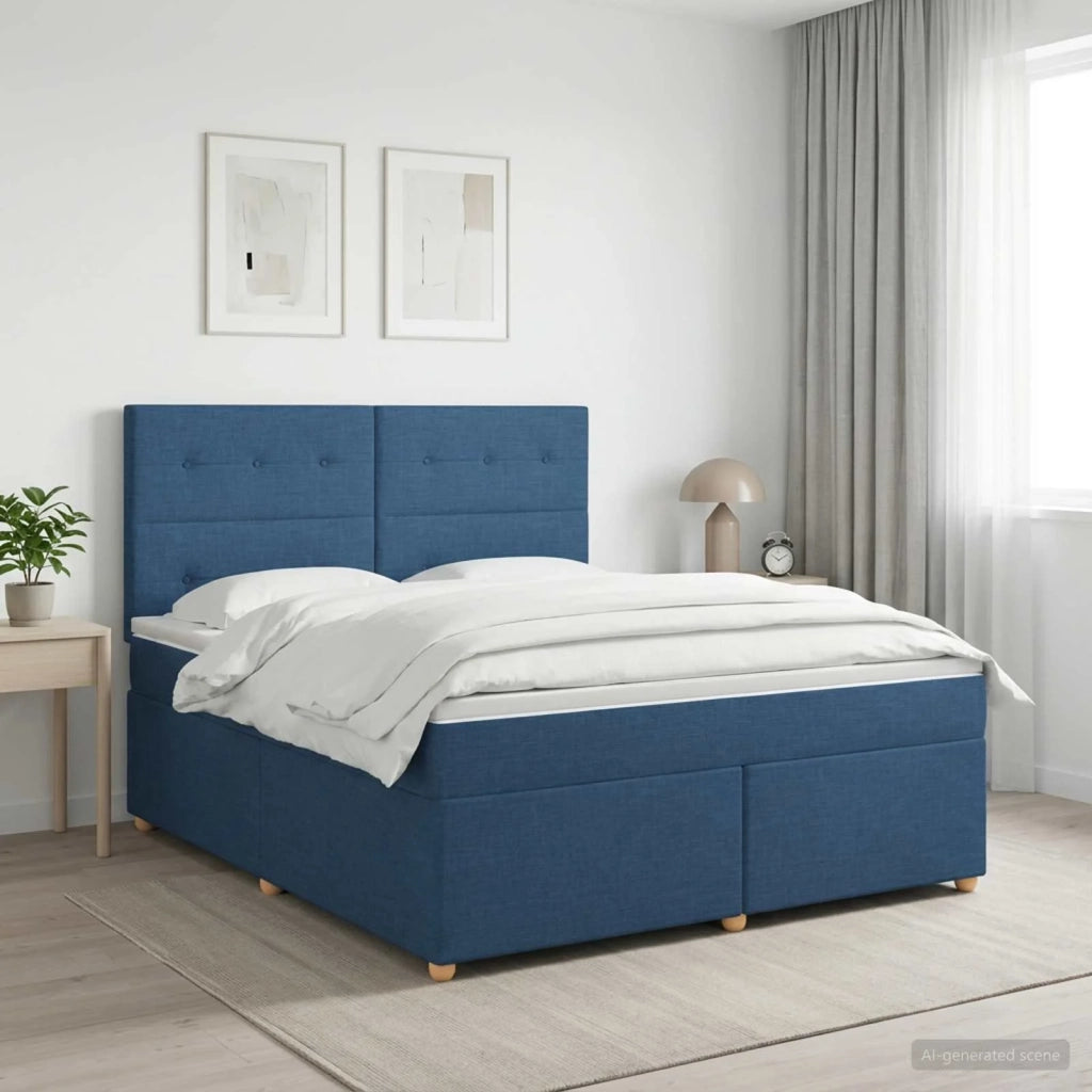 Letto box spring con materasso Blu 180 x 200 cm Tessuto 3453948