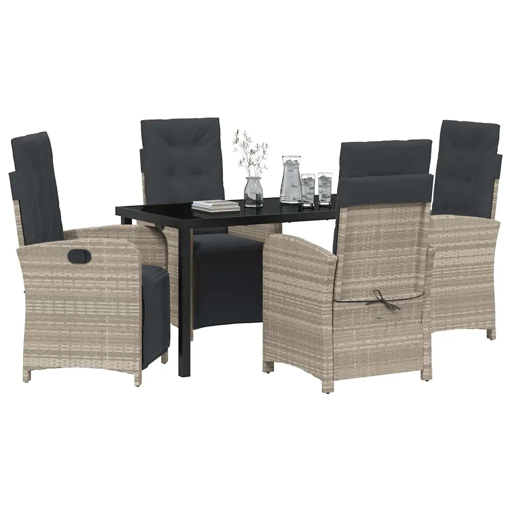 Set da Pranzo per Giardino 5 pcs Grigio chiaro polyrattan