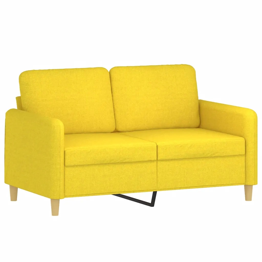 Set di Divani 2 pz con Cuscini Giallo Chiaro in Tessuto
