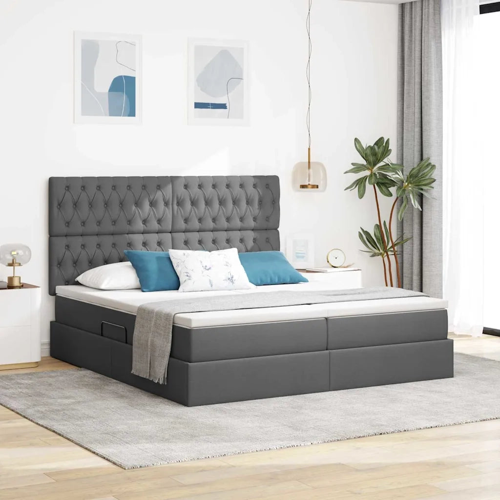 Letto con testiera Grigio scuro 180 x 200 cm Tessuto