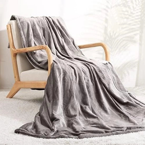 Bovendeken elettrico 1 persona - Bovendeken elettrico 1 persona - Decongelante deken elettrico - Decongelante deken in fleece - 150 x 200 cm - Grigio