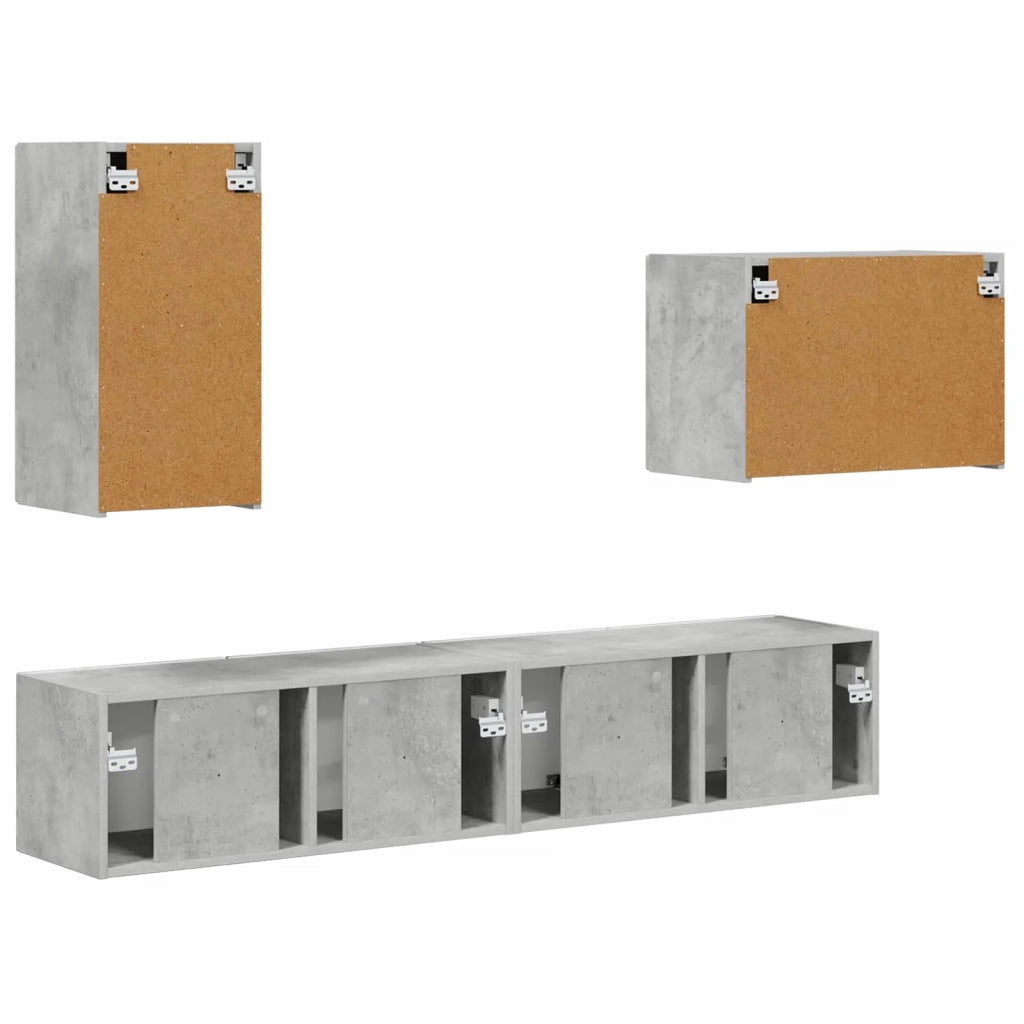 Set di Mobiletto da TV a Parete 4 pcs Grigio cemento 3408937