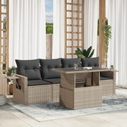Set Divano da Giardino 5pz con Cuscini Grigio Chiaro Polyrattan