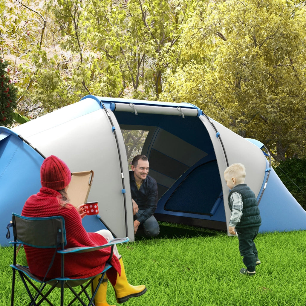 Tenda da Campeggio Familiare 4-6 Persone ¨C Xylo ¨C 2 Camere con Borsa 430x230x170cm Blu Bianco