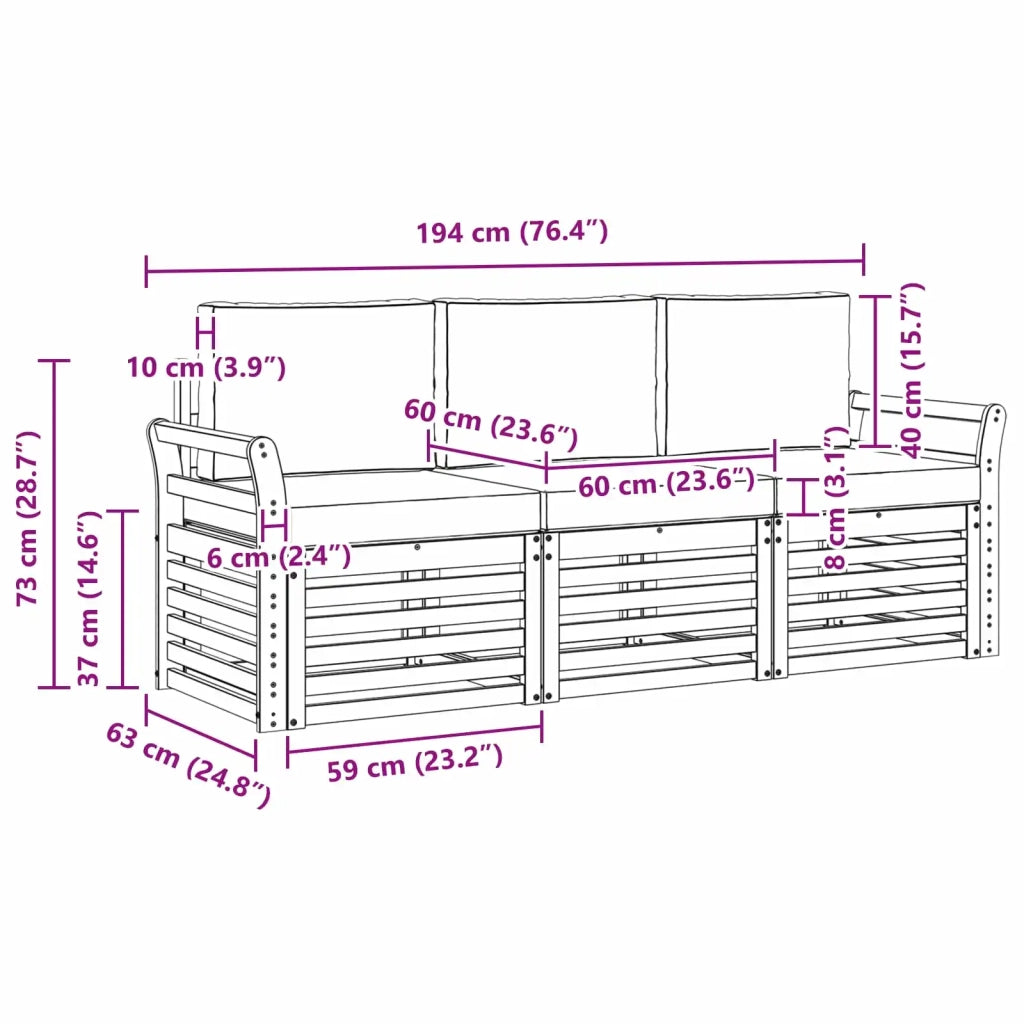 Set divani Legno di Acacia Massello 3391316