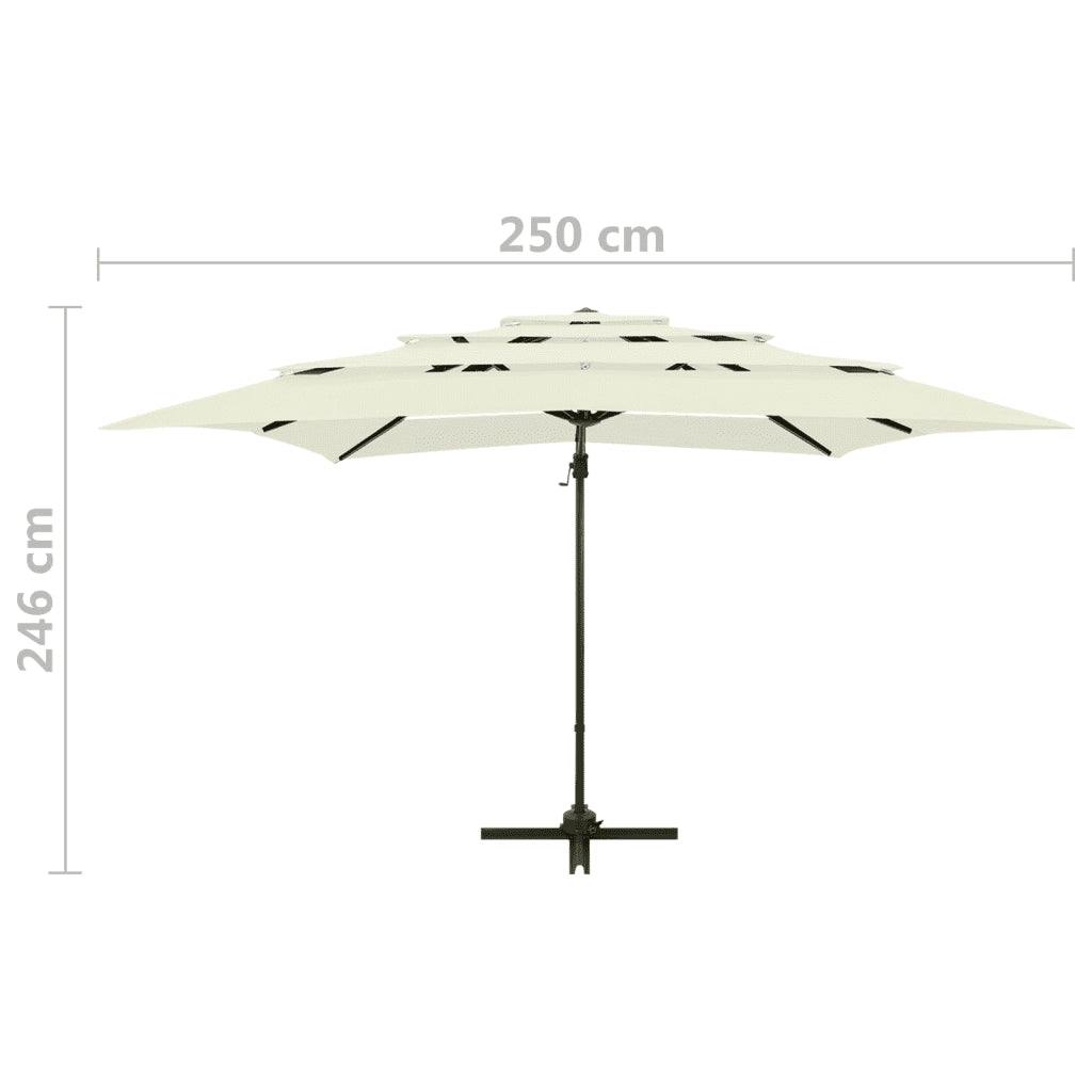 Ombrellone a Sbalzo 4 Livelli Palo Alluminio 250x250 cm Sabbia