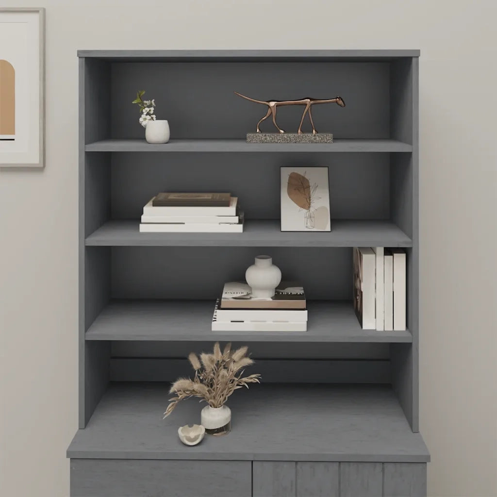 Piano Credenza | Madia | Buffet da pranzo | Armadio da pranzo HAMAR Grigio Scuro 90x30x100 cm Legno di Pino