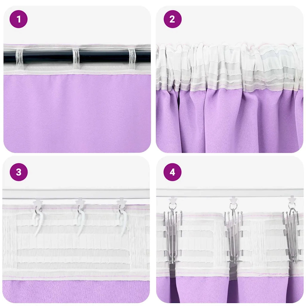 Tende Blackout con Anelli 2 pcs Viola 175 x 140 cm Poliestere 4107489