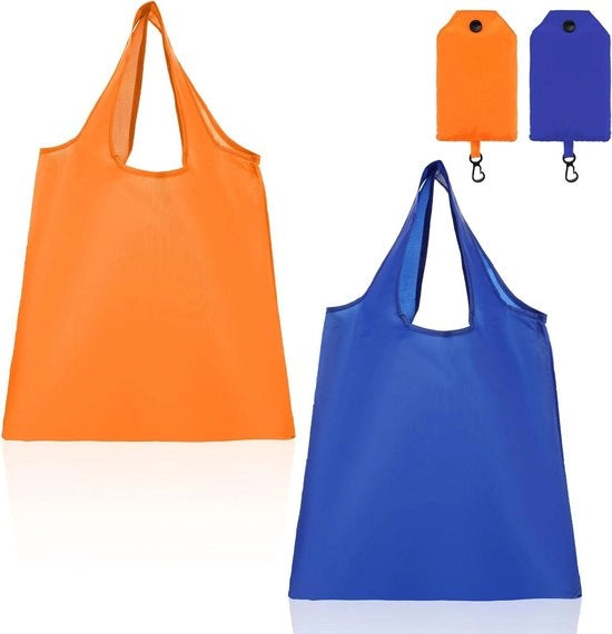 Set di 2 borse riutilizzabili pieghevoli - colore arancio blu