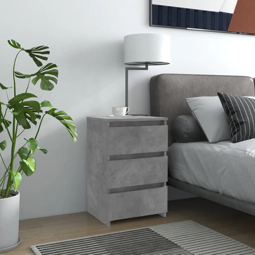 Comodino Grigio Cemento 40x35x62,5 cm in Legno Multistrato 806219