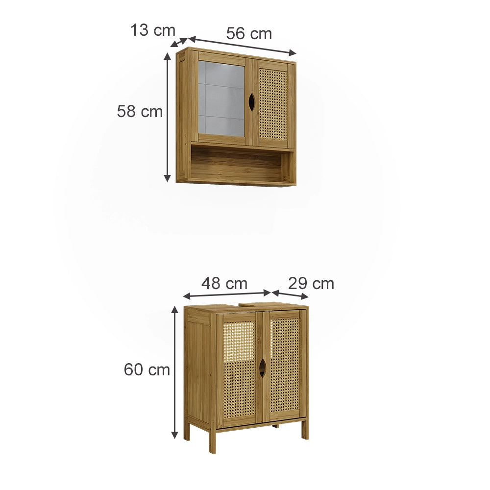 Vicco Set di mobili da bagno Bambù 2 parti