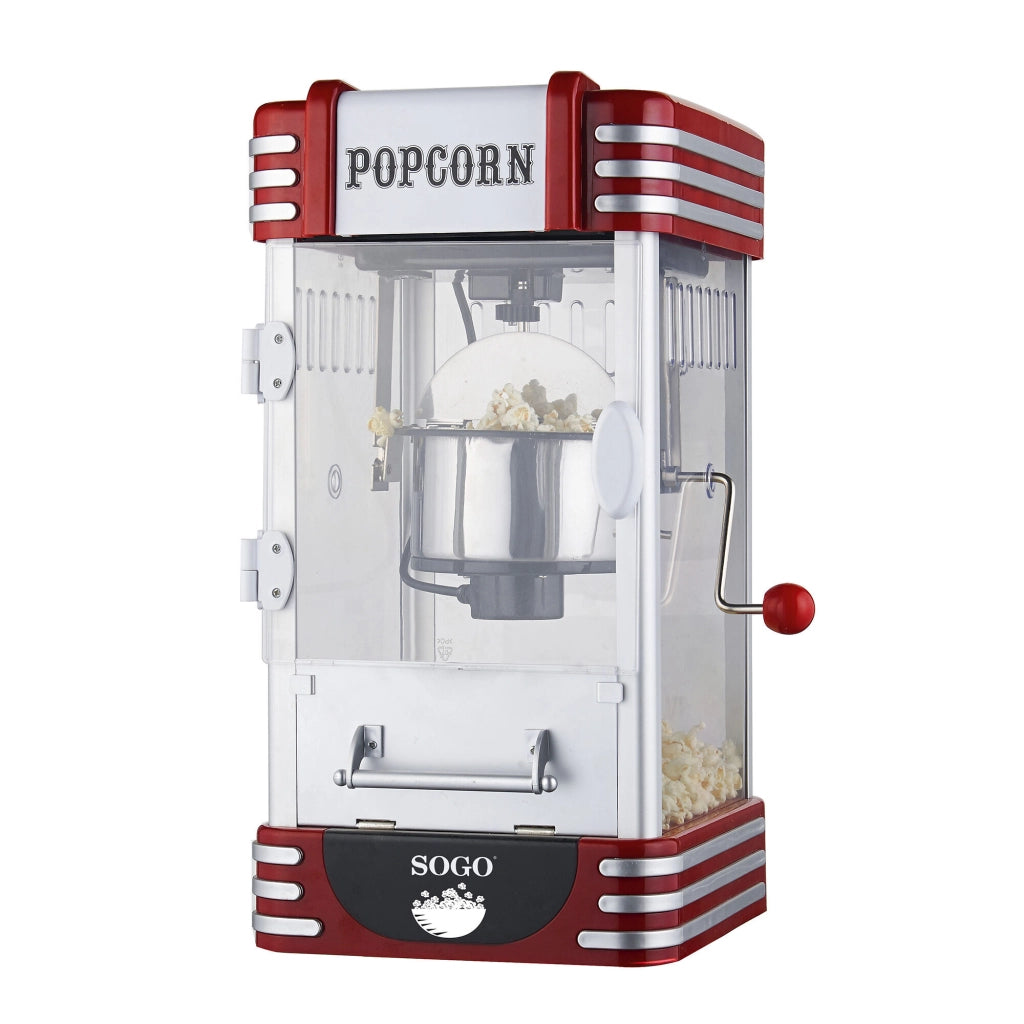 Macchina popcorn elettrica stile cinema retrò, recipiente acciaio inox 2,5 oz, 8 tazze capacità 310W - SOGO