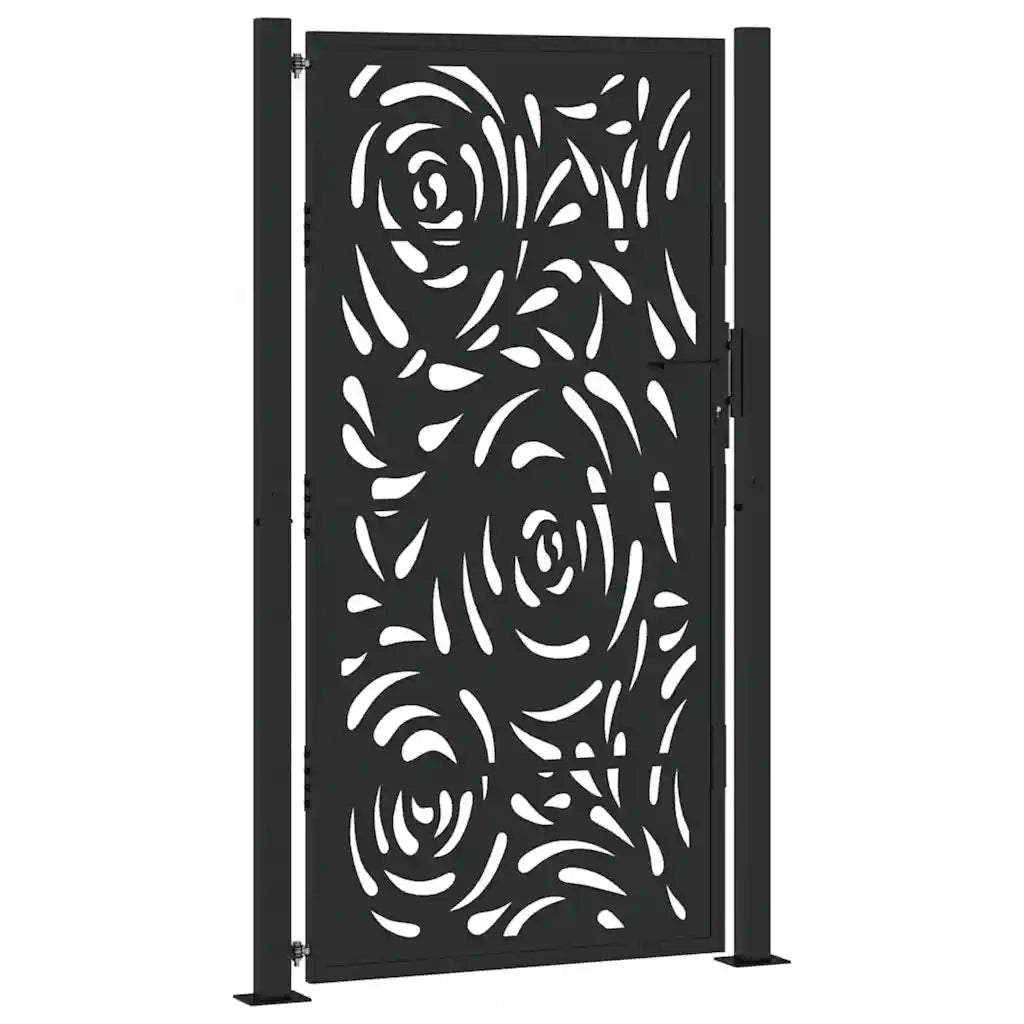 Cancello da giardino nero 100x175 cm in acciaio con design a fiamma 4100992