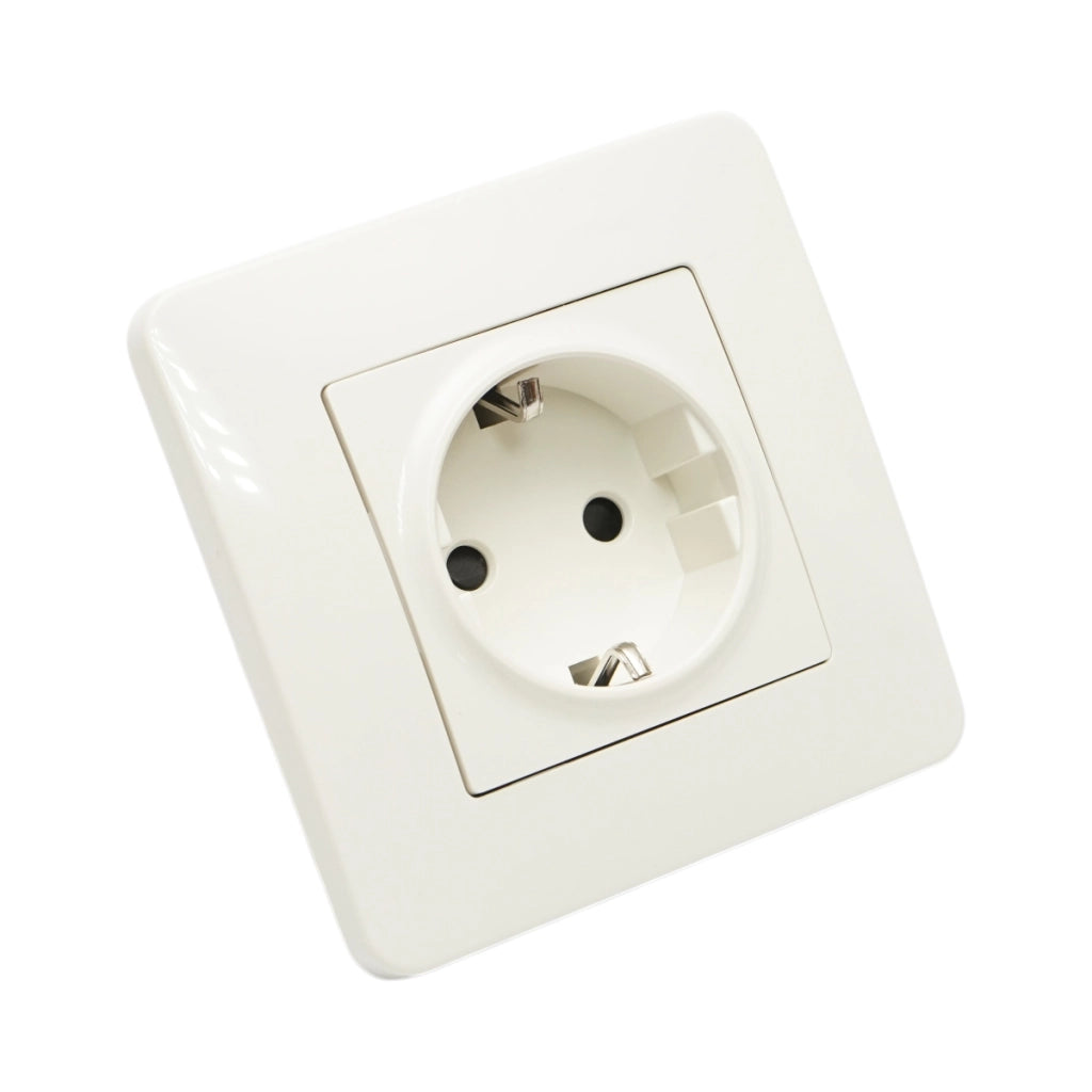 Presa schuko da incasso bianca 220V, 16A, PC 80x80mm