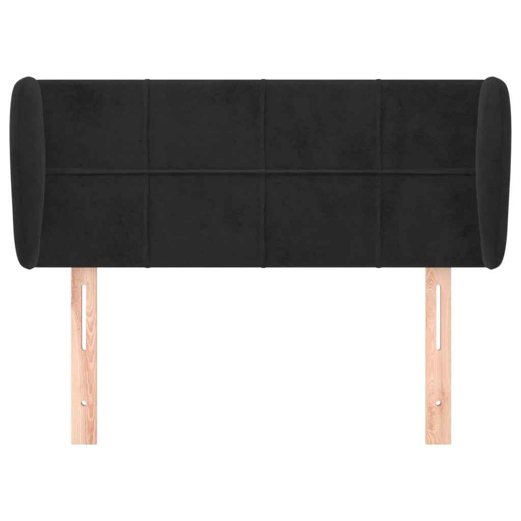 Testiera ad Orecchio Nera 83 x 23 x 78/88 cm in Velluto 3117176