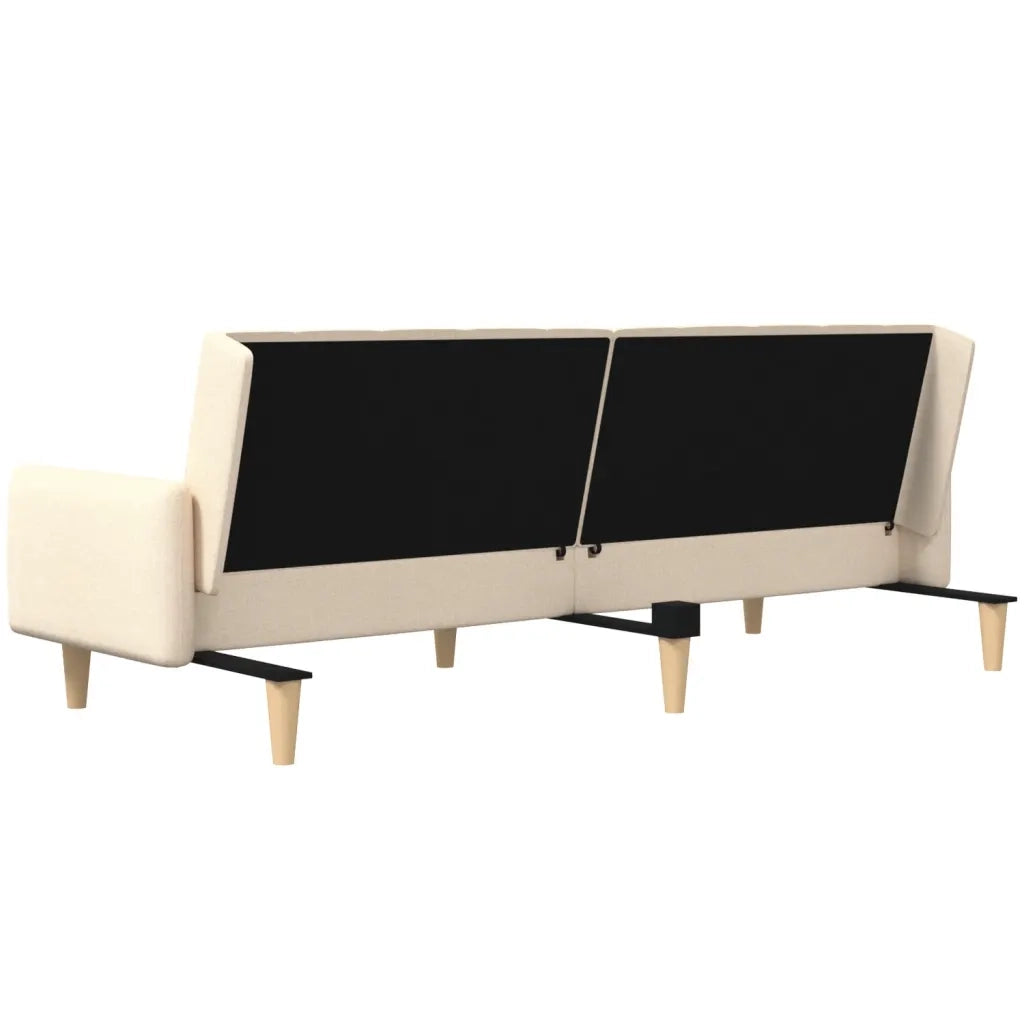 Divano Letto a 2 Posti Crema in Tessuto 375761