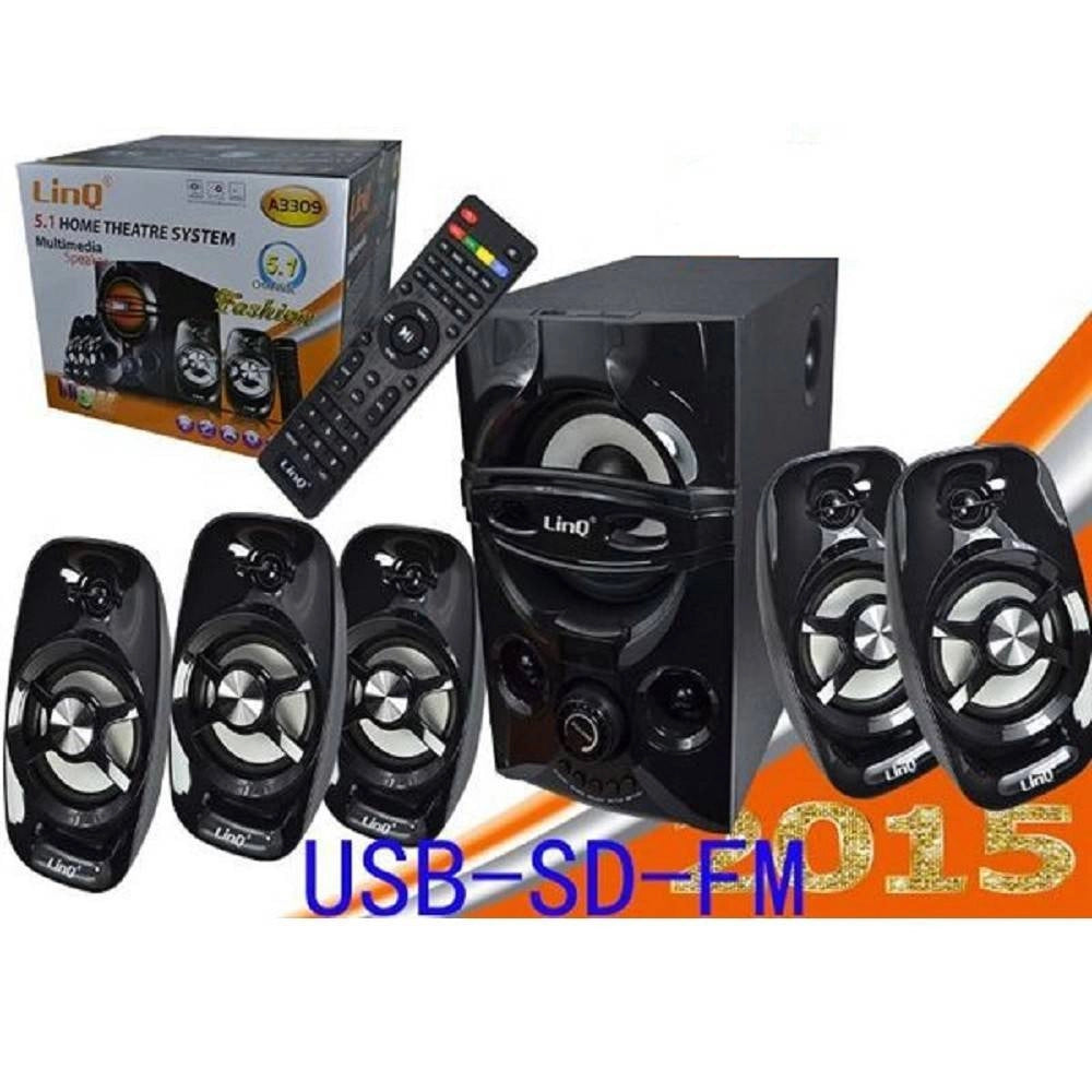 Trade Shop - Kit Casse Acustiche A3309 Sistema Altoparlanti Dolby Surround 5.1 Usb Hd Tv Pc -