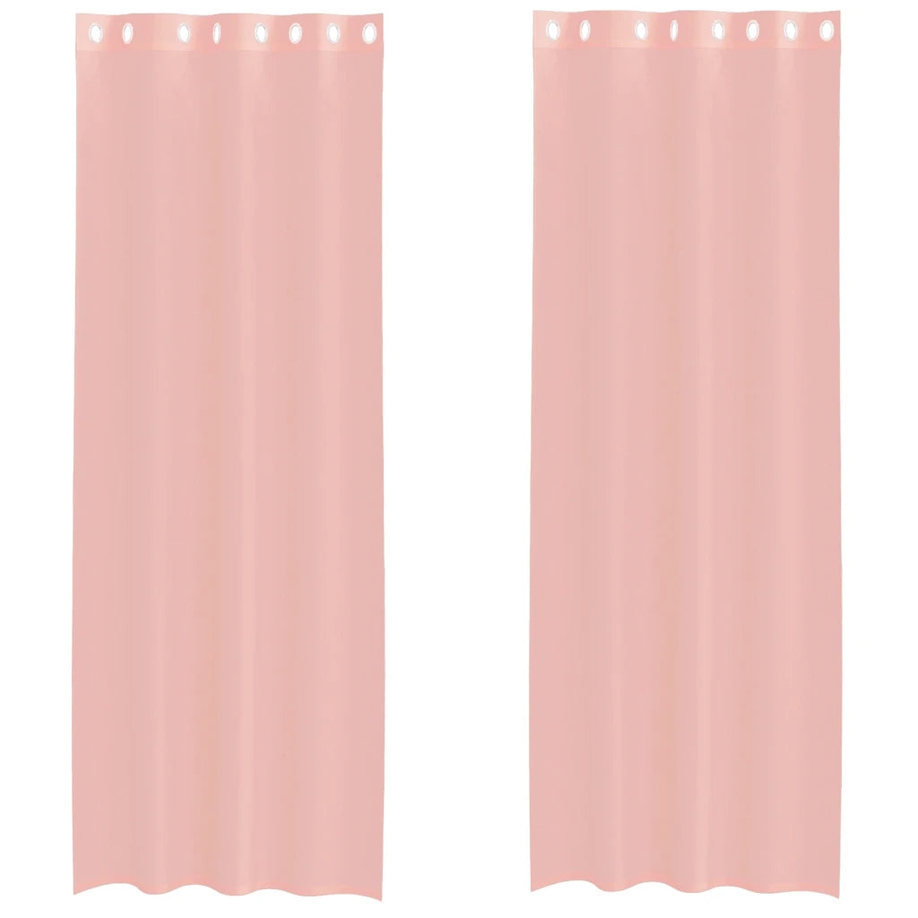 Tende in Voile con Occhielli 2 pz Rosa 140x300 cm