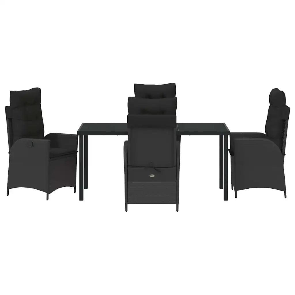 Set da Pranzo per Giardino con cuscino 5 pcs Nero polyrattan
