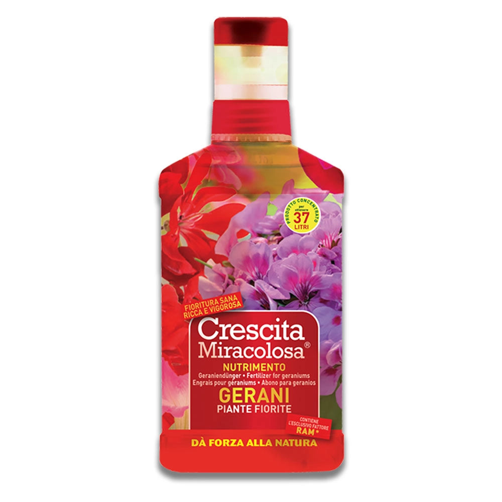 Concime Liquido Crescita Miracolosa Gerani e Piante Fiorite 750 ml