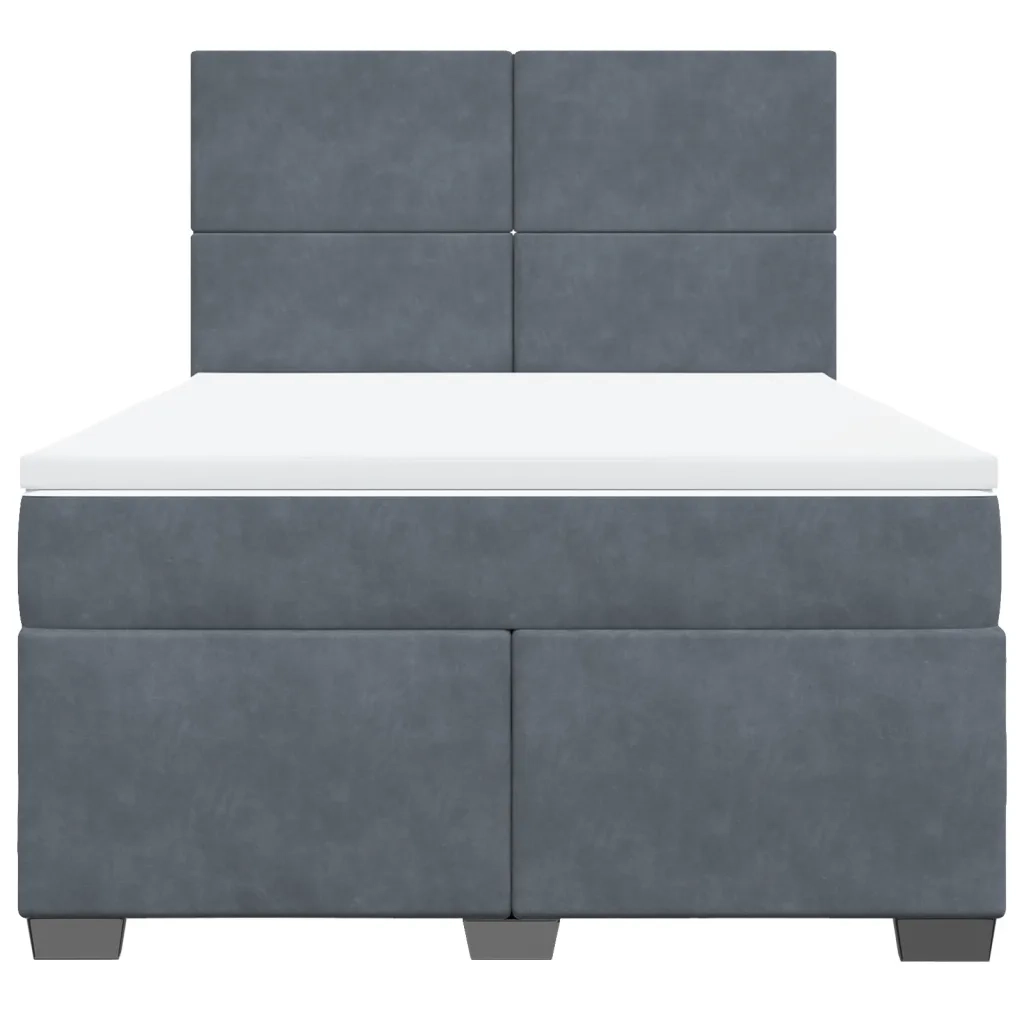 Giroletto a Molle con Materasso Grigio Scuro 140x200 cm Velluto
