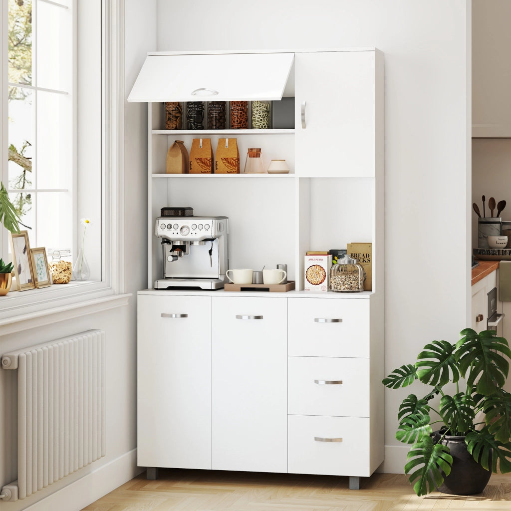 Credenza con Cassetti e Ripiani Aperti ¨C Minimal ¨C Bianco 100x39.5x183.5cm