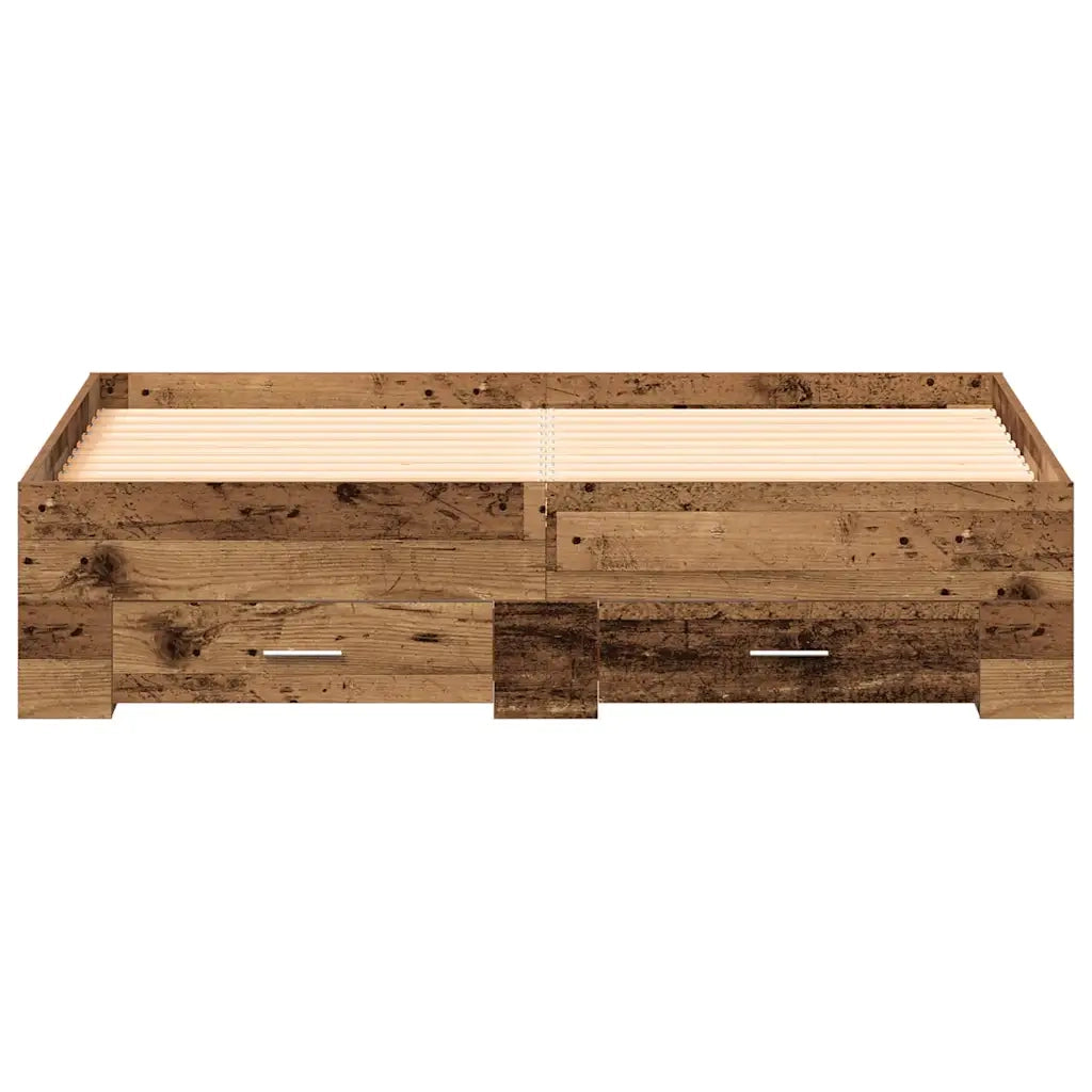 Struttura del letto con cassetto-Giroletto con contenitore-Rete del Letto Legno vecchio 135 x 190 cm