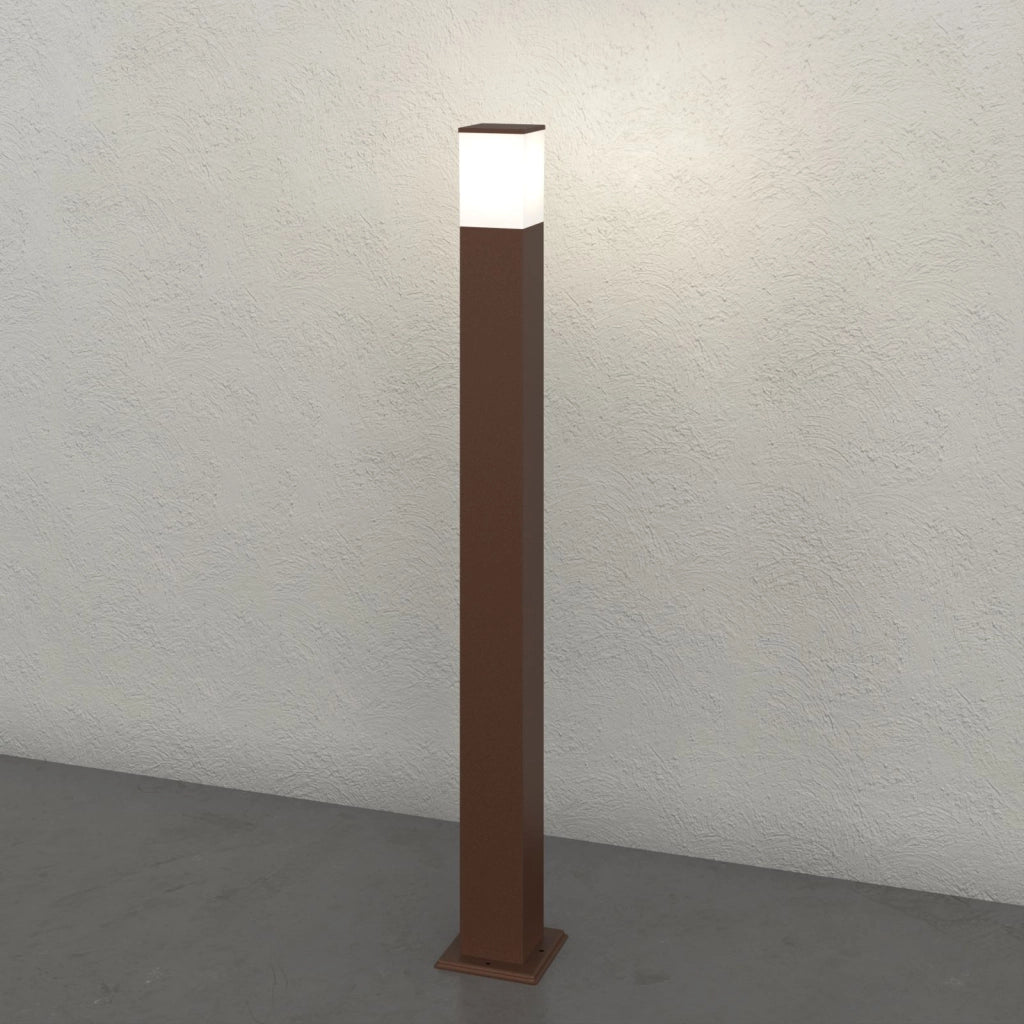 NIZZA PALO 100CM 1 LUCE ATTACCO E27 CORTEN IP44 IK06 IN ALLUMINIO E POLICARBONATO