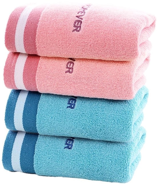 Set di Asciugamani in Cotone - 4 pezzi - 34x74 cm - Respiranti - Zaini - Duraturi - Senza Piume - Sicuri per la Famiglia - Asciugamani da Bagno