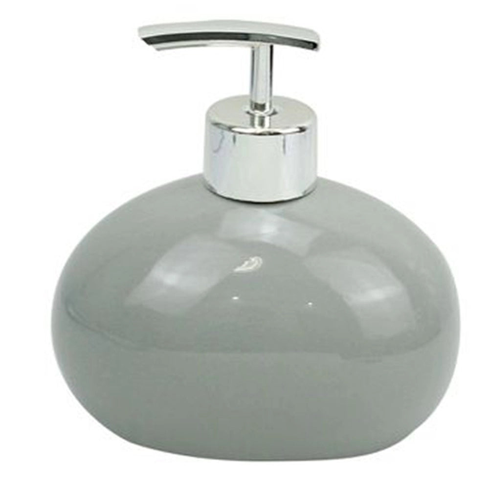 Trade Shop - Dispenser Per Sapone Liquido Ceramica Grigio Dosatore Moderno Arredo Bagno 79252 -