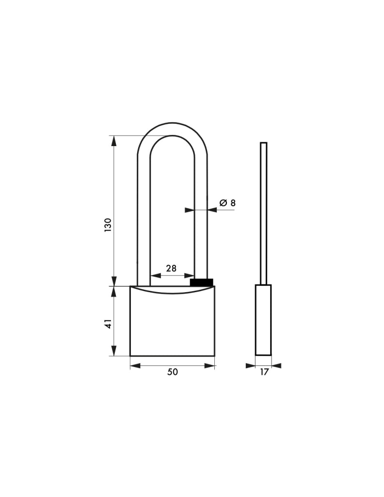 Lucchetto TYPE 1 50 mm con arco lungo, 2 chiavi – THIRARD
