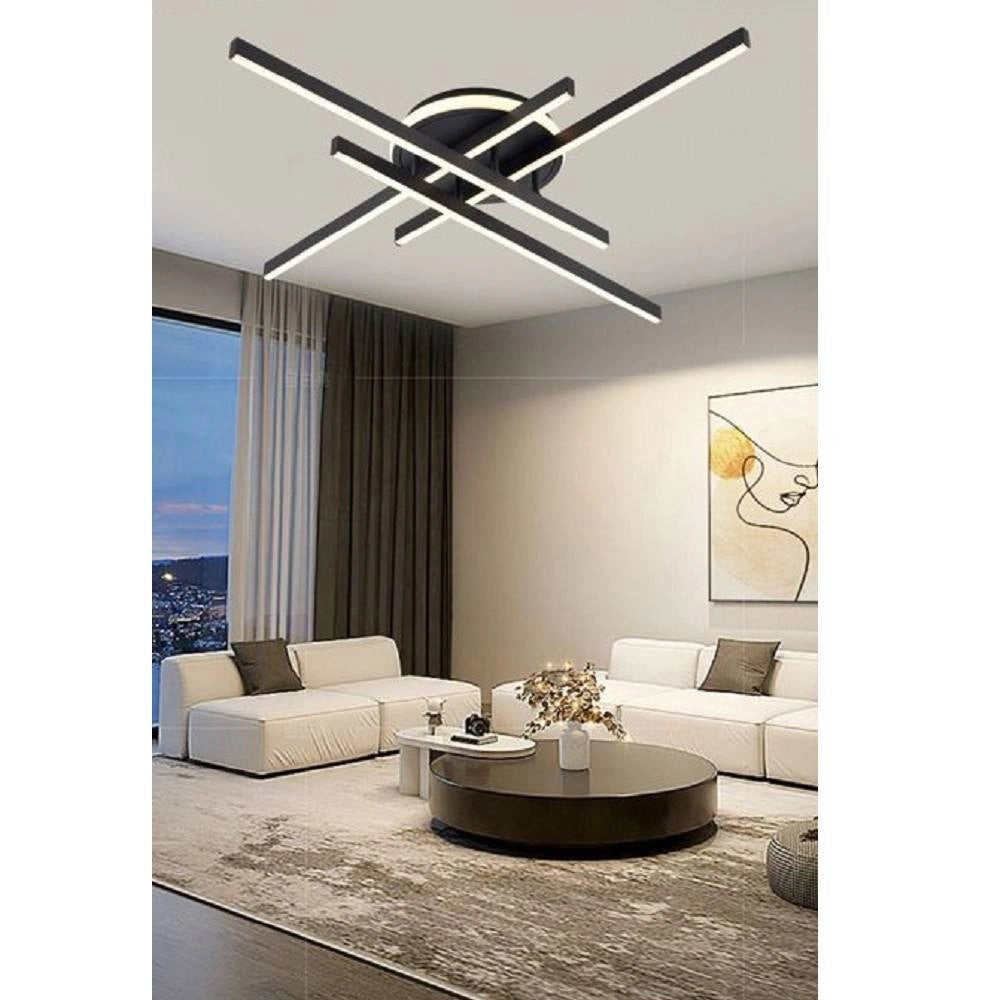 Trade Shop - Plafoniera A Led 45 W Nero Da Soffitto Lampadario Luce 6500k 4000k 3000k Pn-21n - -bianco Freddo      -