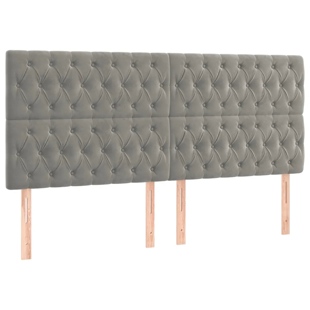 Testiera | Testata Grigio Chiaro 200x7x118/128 cm Velluto