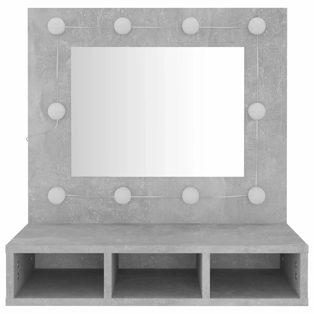 Mobile a Specchio con LED Grigio Cemento 60x31,5x62 cm 808886