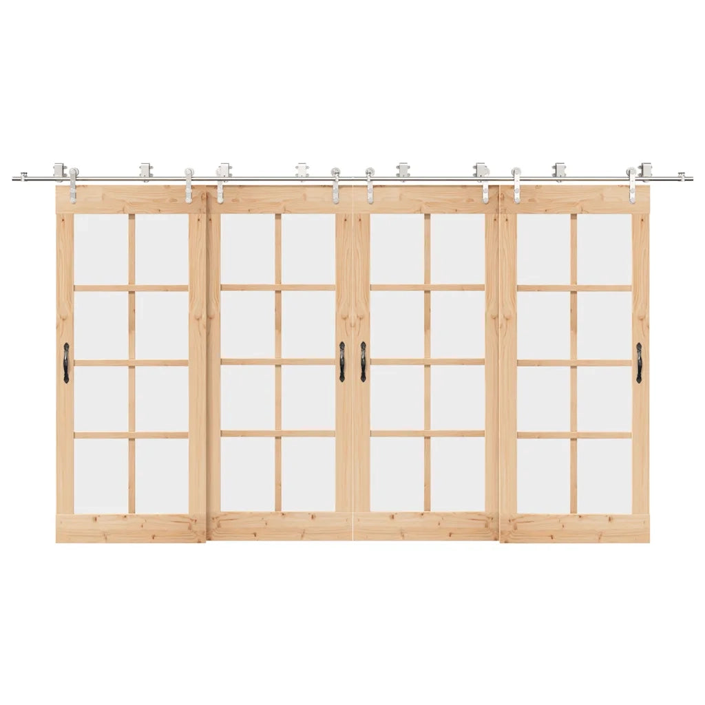 Kit Binari Porta Scorrevole 400 cm Acciaio Inossidabile Argento 3295770