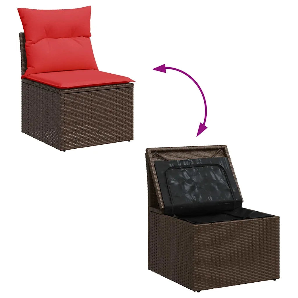 Set Divano da Giardino 6 pz con Cuscini Marrone in Polyrattan 3325380