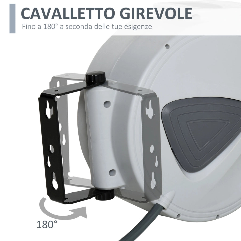 Avvolgitubo Automatico ¨C zephmum ¨C 10m Grigio con Ruote e Montaggio a Parete
