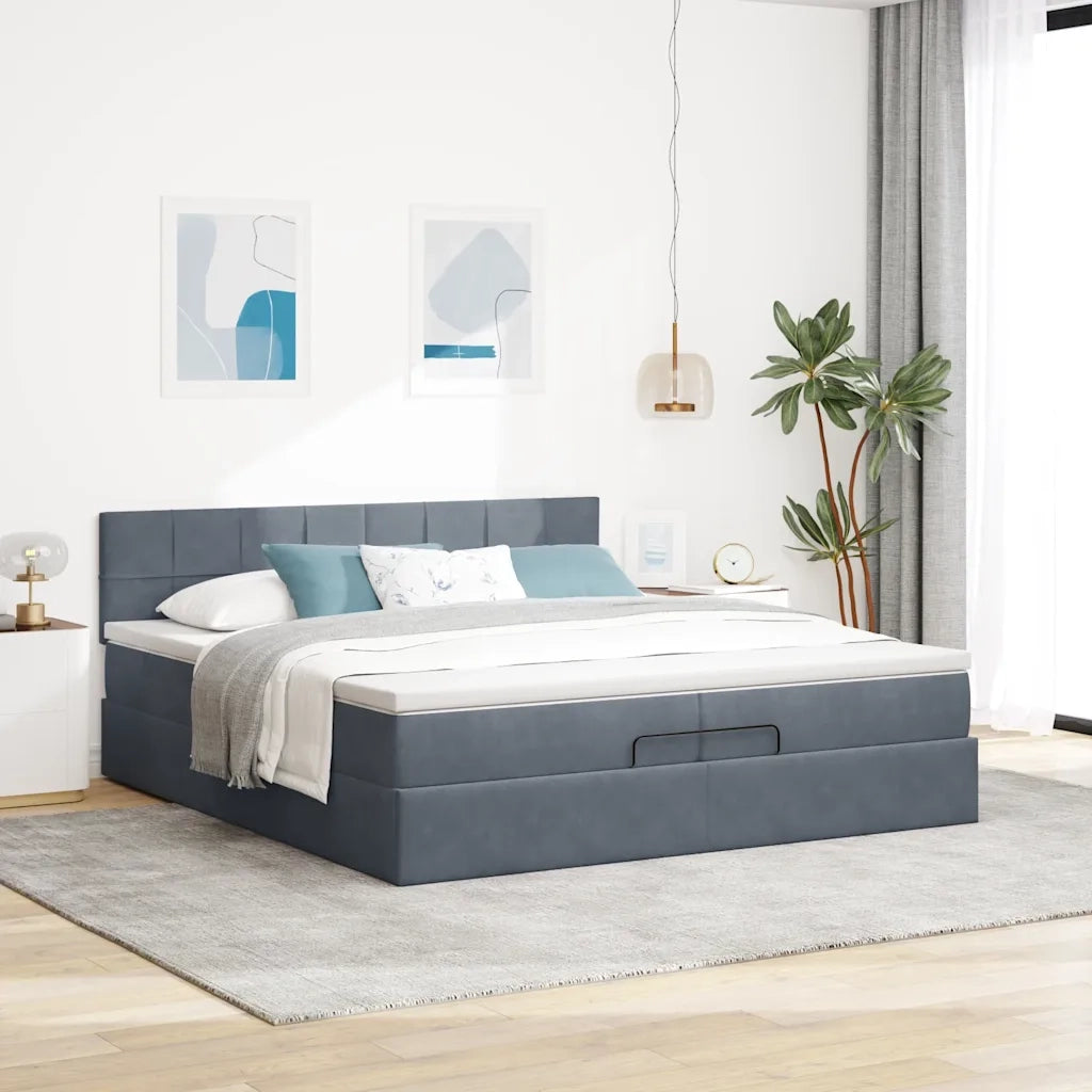 Struttura Letto Pouf con Materassi 200x200 cm Velluto 3312645