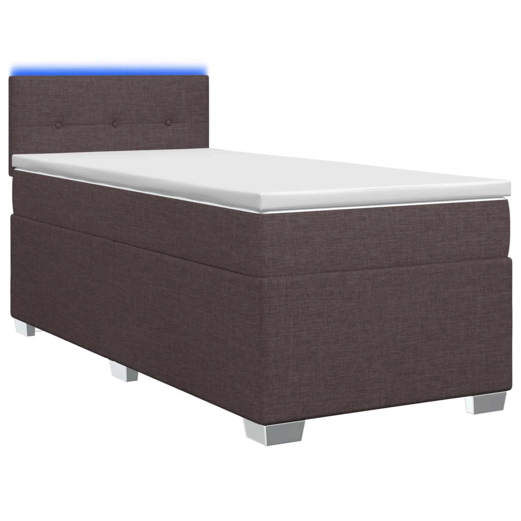 Letto con Box Spring, Materasso e LED Marrone Scuro 90 x 200 cm 3451857