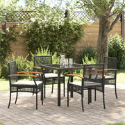Set da Pranzo per Giardino 5 pcs Nero polyrattan