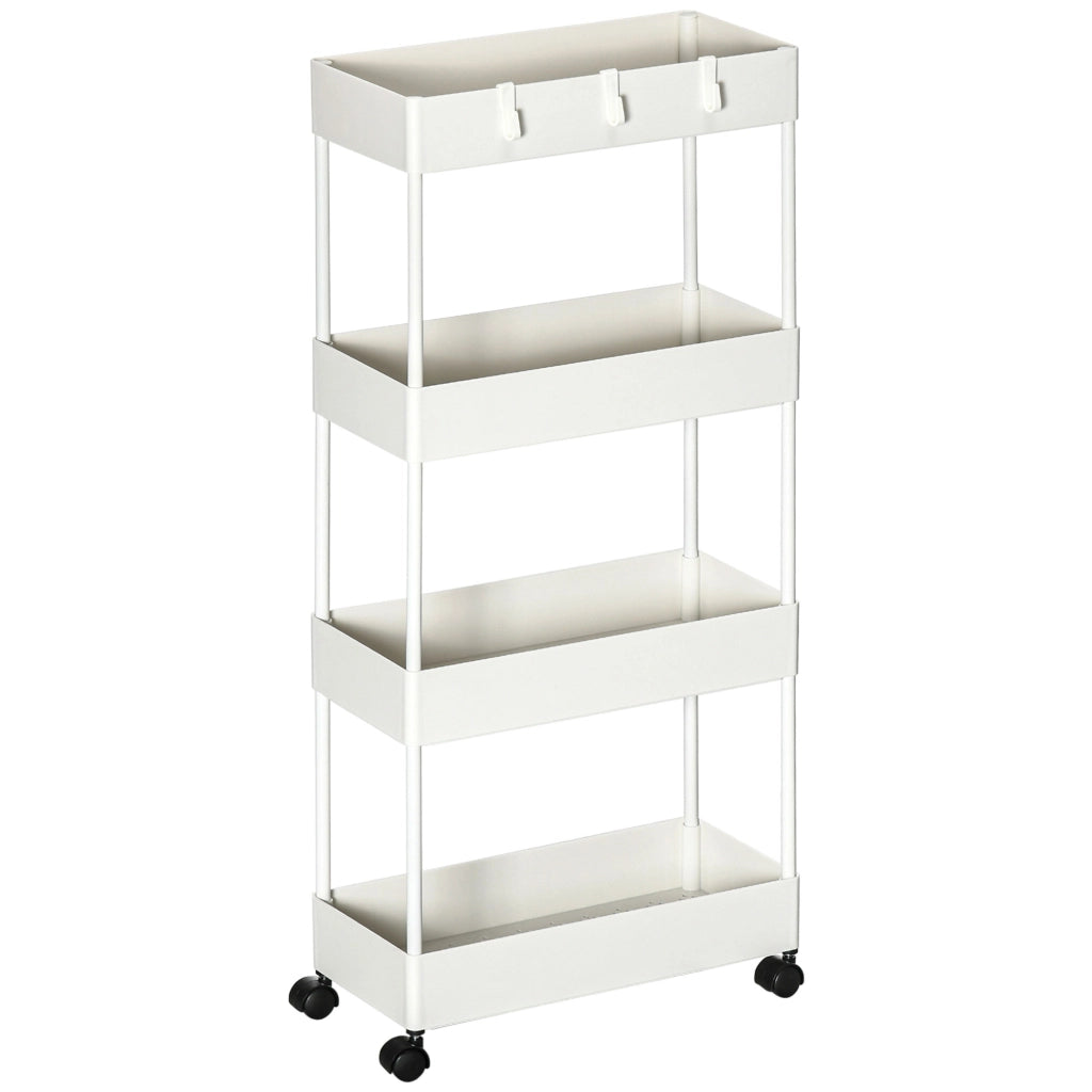 Carr¨¨ di servizio 4 livelli con ruote e cesti ¨C Minimal ¨C bianco