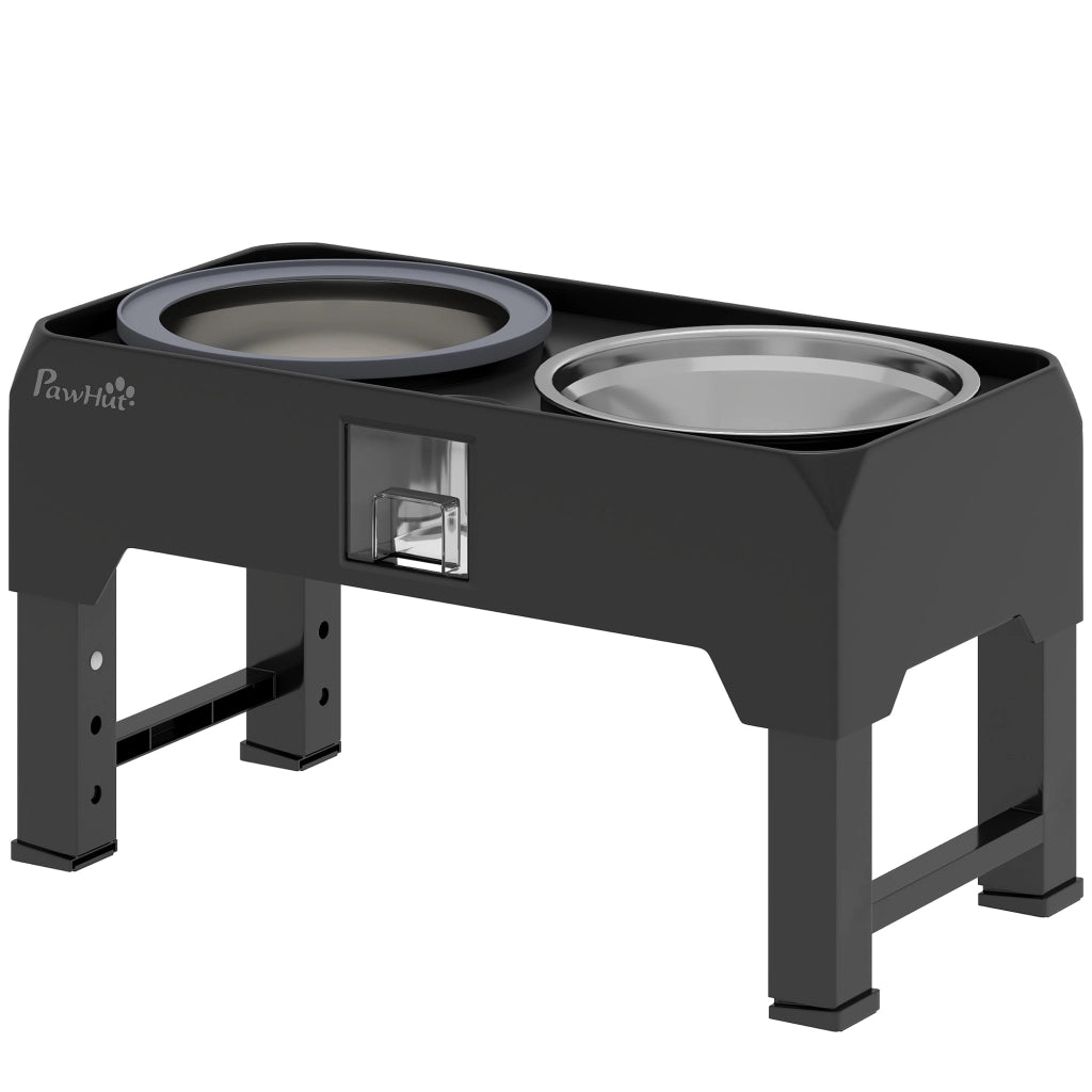 Ciotola per Cane Regolabile in Altezza con Doppia Ciotola in Acciaio Inox ¨C Minimal ¨C Nero