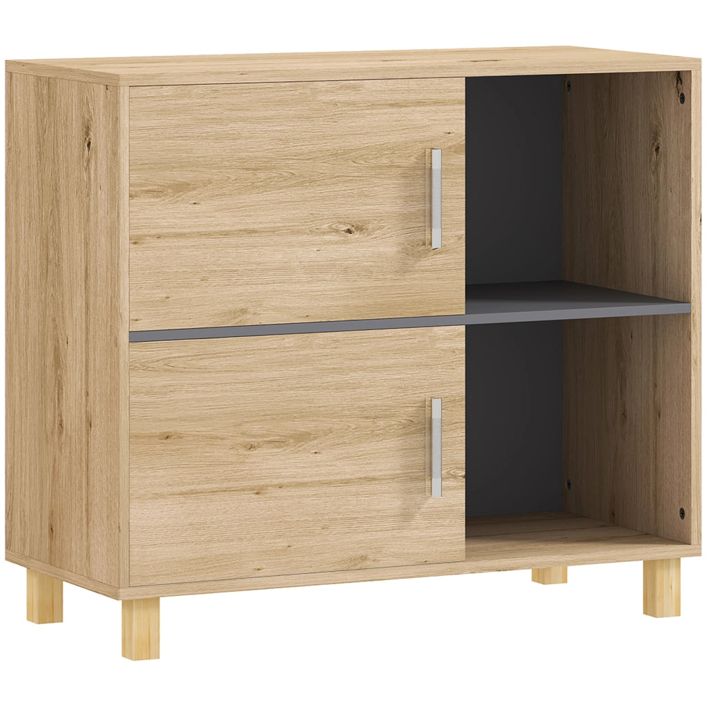 Mobile da bagno con ripiani e ante ¨C Minimal ¨C legno naturale 80x35x70