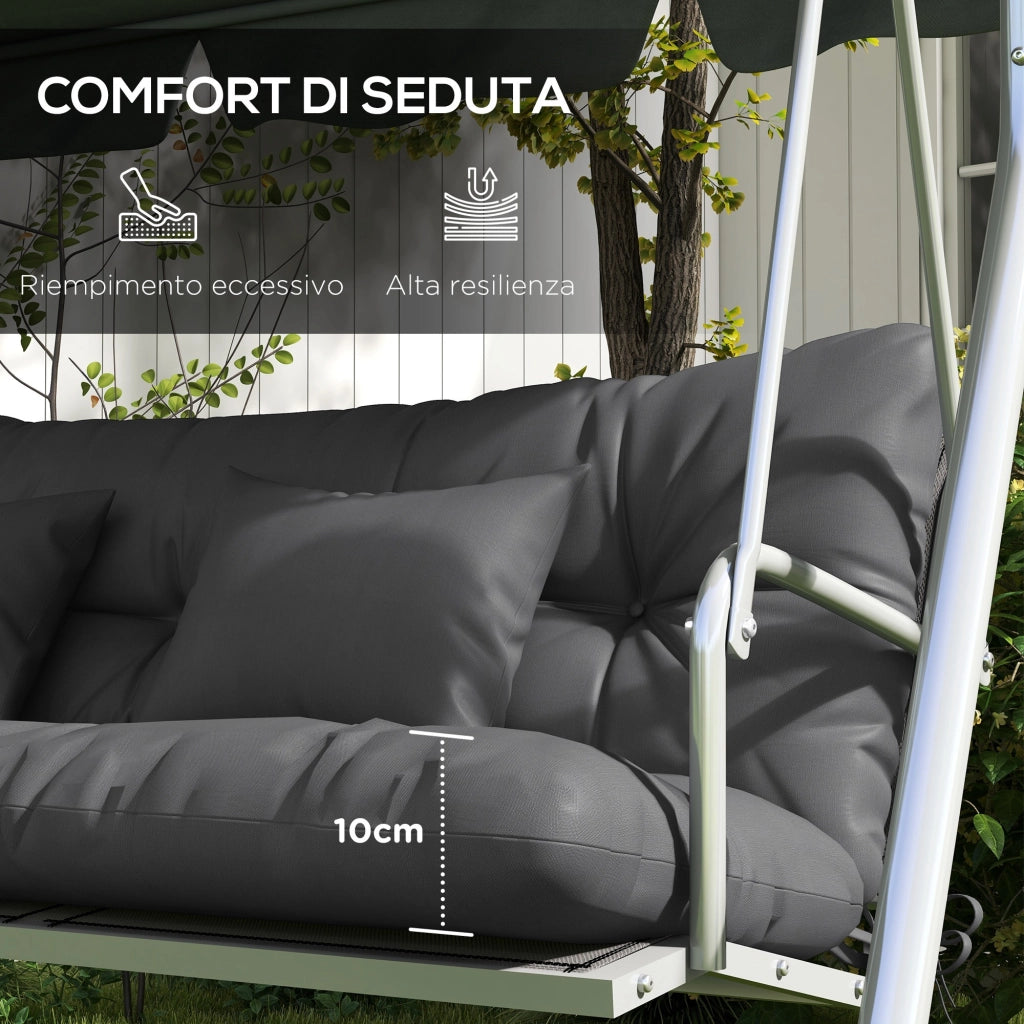 Set 4 Cuscini da Giardino con Imbottitura ¨C Minimal ¨C Poliestere Grigio Carbone