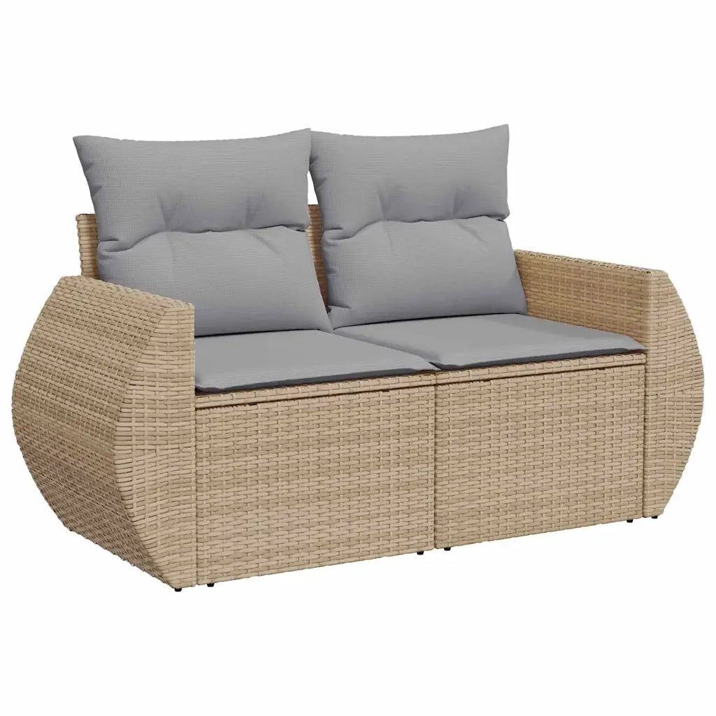 Set Divano da Giardino 8 pcs Beige e Grigio Chiaro polyrattan