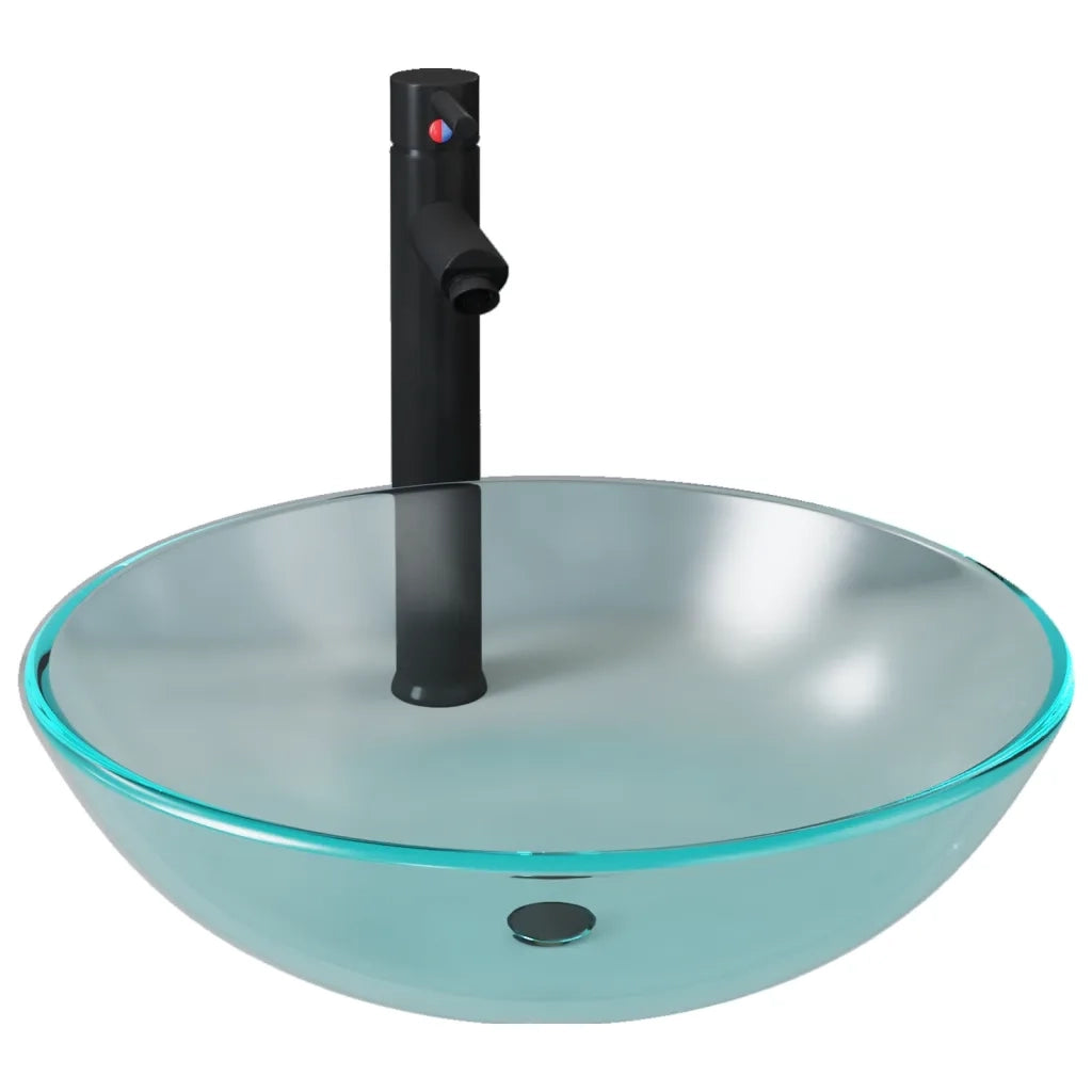 Lavandino con Rubinetto e Piletta-Lavabo-Lavello in Vetro Temperato Satinato 519386