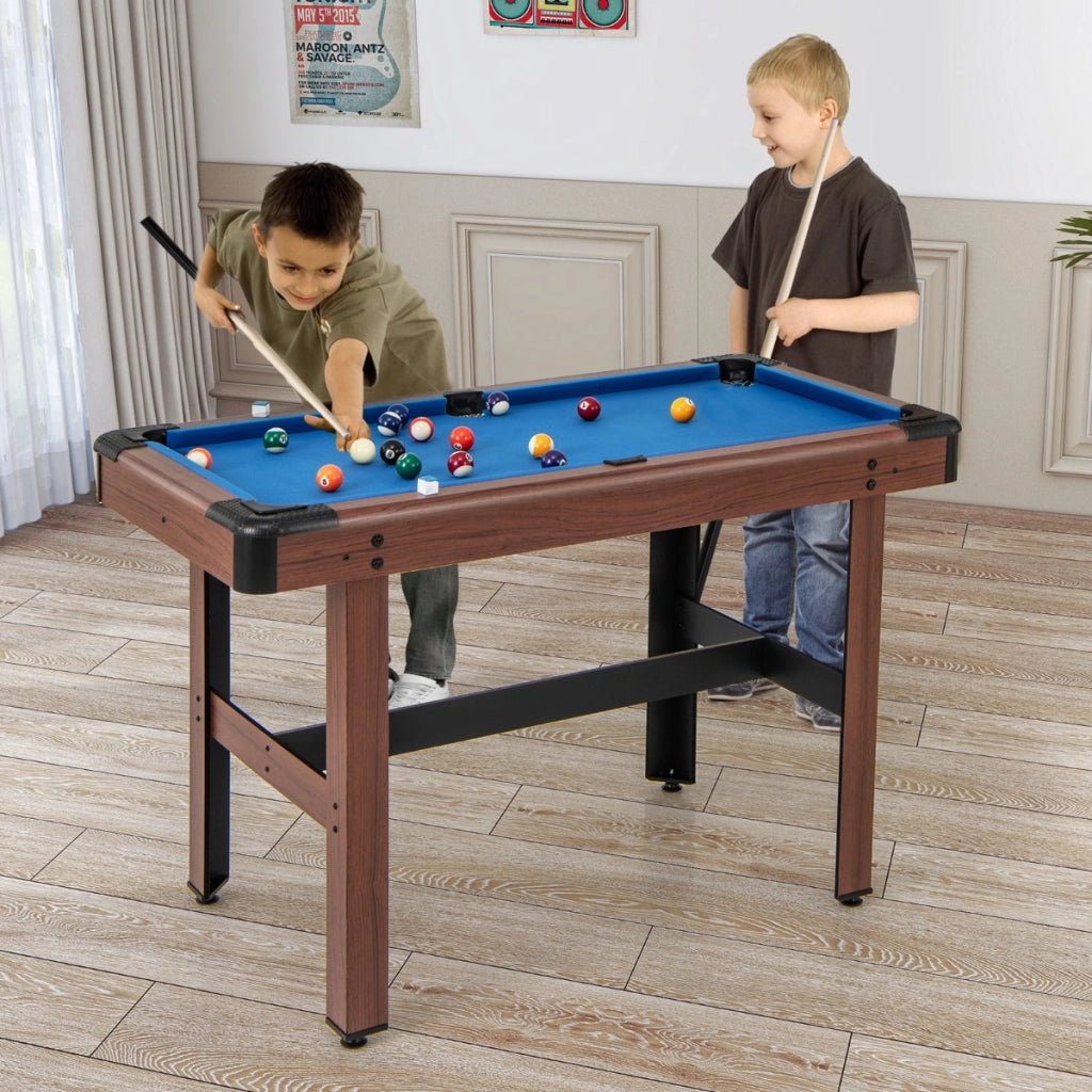 Tavolo da biliardo 122cm con set completo di palline 2 steccette 2 gessi, Tavolo da gioco da biliardo in legno Blu