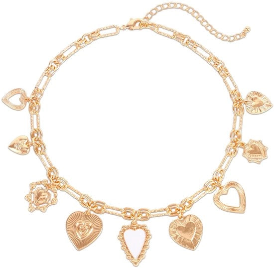 Collana per donna con catena dorata spessa e decorazioni boho chic