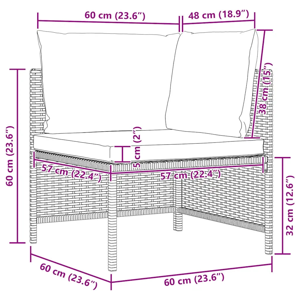 Divano da Giardino a 4 Posti con Cuscini Nero in Polyrattan 313515