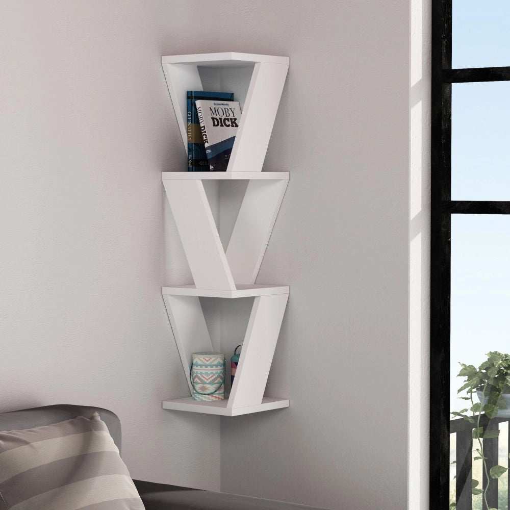 Libreria angolare pensile Zena colore bianco